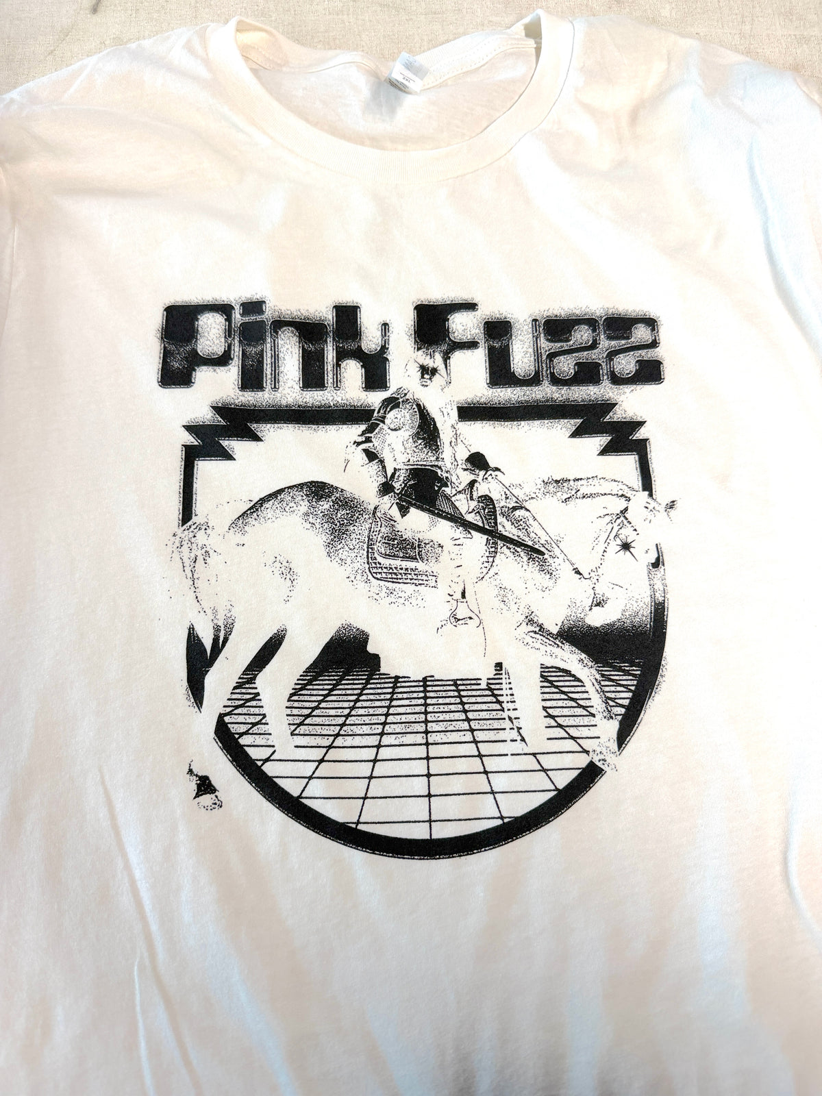 Pink Fuzz - Vintage White T-Shirt - Horserider design